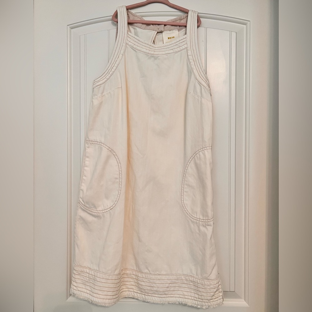 Maeve Anthropology Cream Denim Dress